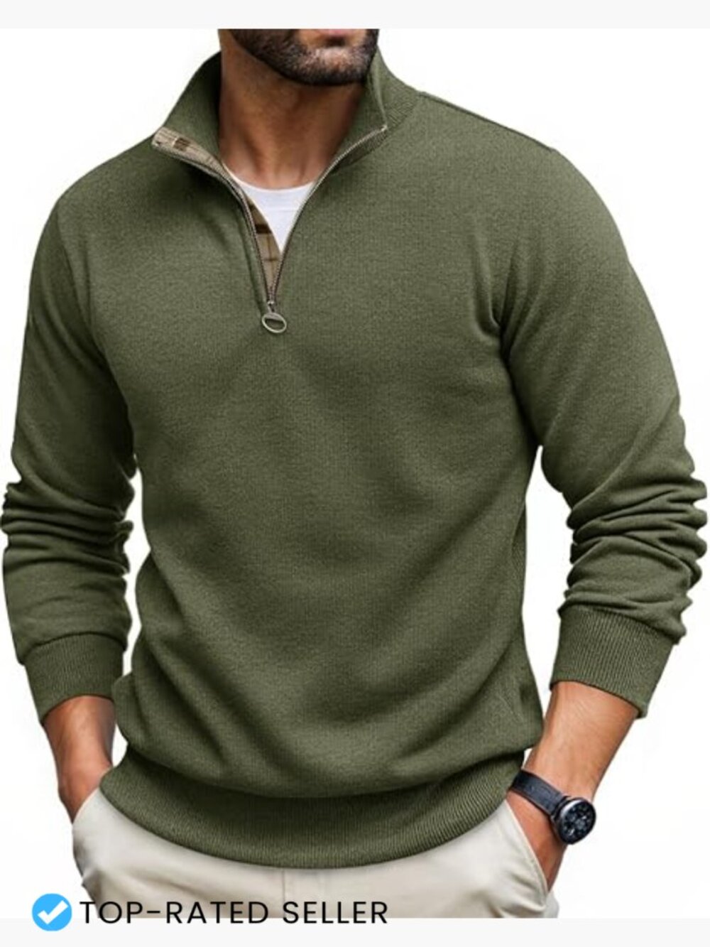 Men's Quarter Zip Pullover Lightweight Mock Neck Slim Fit Knit Casual Sweater